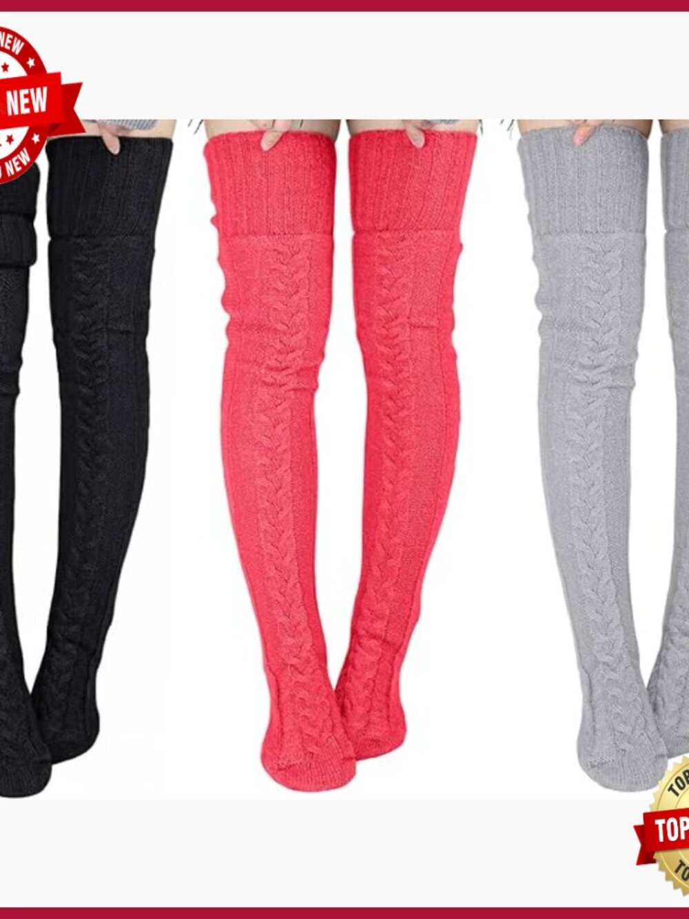Fleece Lined Thigh High Socks Over Knee Cable Knit Boot Socks Winter Warm